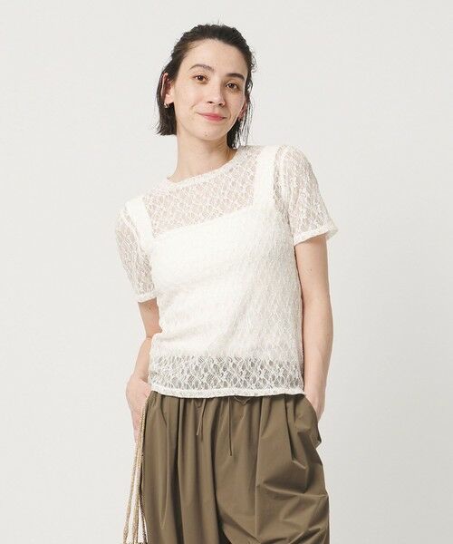 BEAUTY&YOUTH UNITED ARROWS / ビューティー&ユース ユナイテッドアローズ カットソー | フラワーレース ショートスリーブ プルオーバー | 詳細1