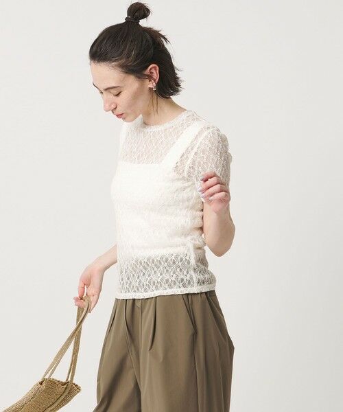 BEAUTY&YOUTH UNITED ARROWS / ビューティー&ユース ユナイテッドアローズ カットソー | フラワーレース ショートスリーブ プルオーバー | 詳細2