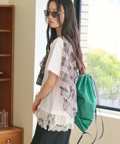 BEAUTY&YOUTH UNITED ARROWS / ビューティー&ユース ユナイテッドアローズ Tシャツ | レースドッキング ショートスリーブ Tシャツ | 詳細2