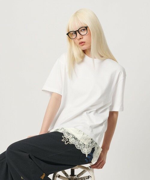 BEAUTY&YOUTH UNITED ARROWS / ビューティー&ユース ユナイテッドアローズ Tシャツ | レースドッキング ショートスリーブ Tシャツ | 詳細4