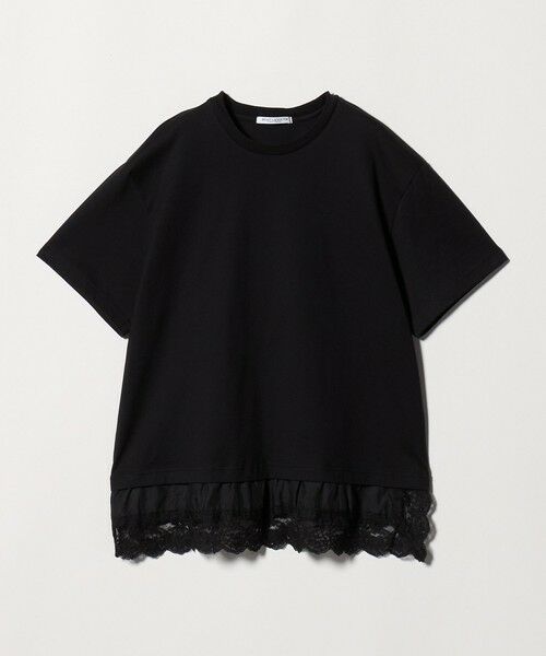 BEAUTY&YOUTH UNITED ARROWS / ビューティー&ユース ユナイテッドアローズ Tシャツ | レースドッキング ショートスリーブ Tシャツ（BLACK）