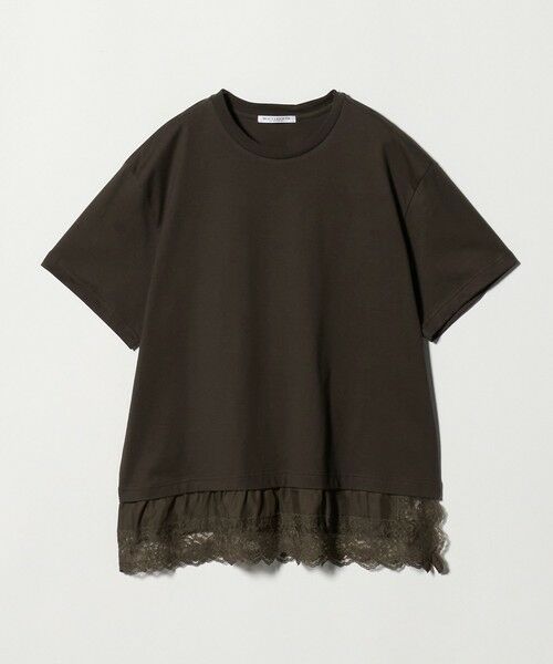 BEAUTY&YOUTH UNITED ARROWS / ビューティー&ユース ユナイテッドアローズ Tシャツ | レースドッキング ショートスリーブ Tシャツ（DK.BROWN）