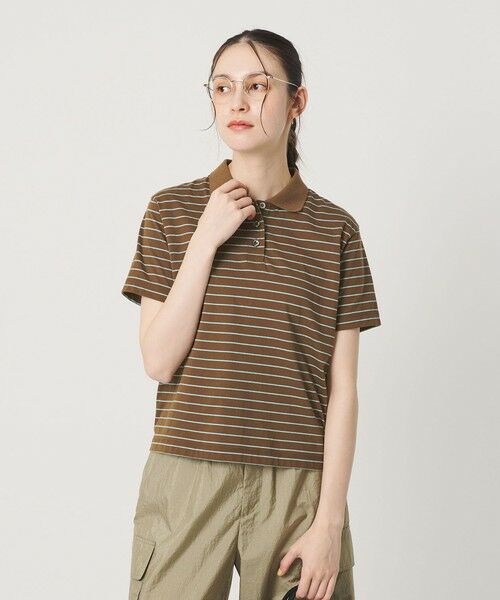 BEAUTY&YOUTH UNITED ARROWS / ビューティー&ユース ユナイテッドアローズ ポロシャツ | コットンポリエステル ボーダー ポロシャツ（MD.BROWN）