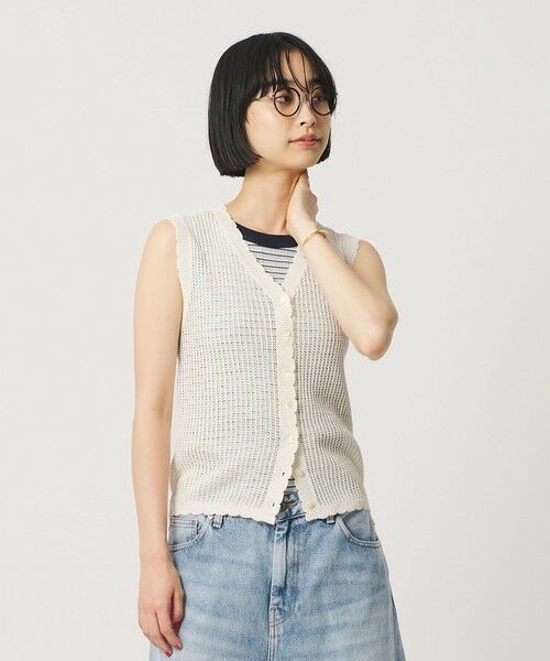BEAUTY&YOUTH UNITED ARROWS / ビューティー&ユース ユナイテッドアローズ ベスト | スカラップ Vネック メッシュ ニットベスト | 詳細1