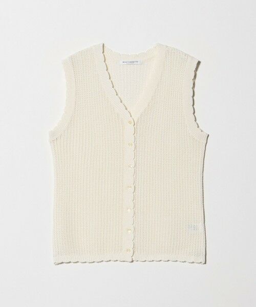 BEAUTY&YOUTH UNITED ARROWS / ビューティー&ユース ユナイテッドアローズ ベスト | スカラップ Vネック メッシュ ニットベスト（OFF WHITE）