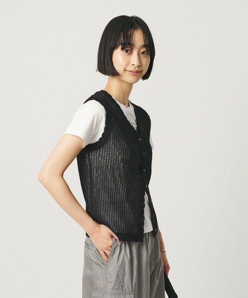 BEAUTY&YOUTH UNITED ARROWS / ビューティー&ユース ユナイテッドアローズ ベスト | スカラップ Vネック メッシュ ニットベスト | 詳細10