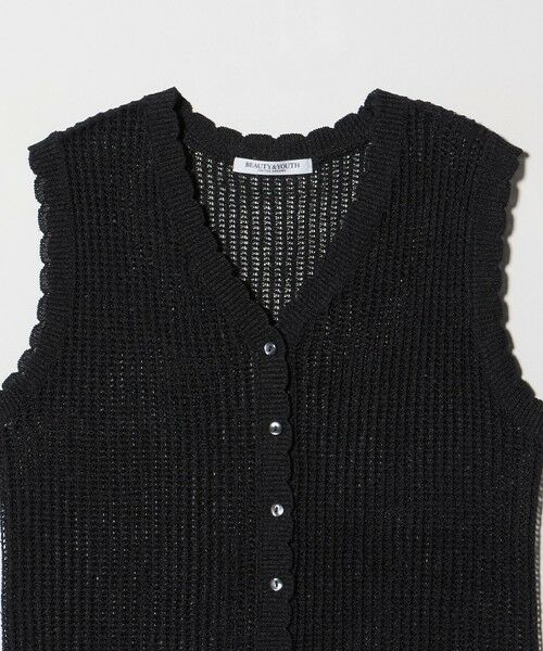 BEAUTY&YOUTH UNITED ARROWS / ビューティー&ユース ユナイテッドアローズ ベスト | スカラップ Vネック メッシュ ニットベスト | 詳細3