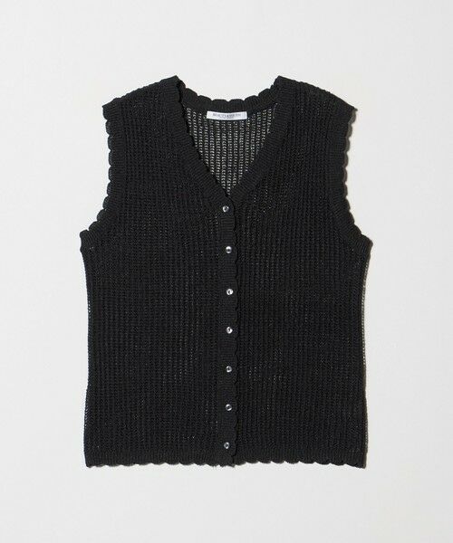 BEAUTY&YOUTH UNITED ARROWS / ビューティー&ユース ユナイテッドアローズ ベスト | スカラップ Vネック メッシュ ニットベスト（BLACK）
