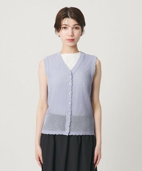 BEAUTY&YOUTH UNITED ARROWS / ビューティー&ユース ユナイテッドアローズ ベスト | スカラップ Vネック メッシュ ニットベスト | 詳細18