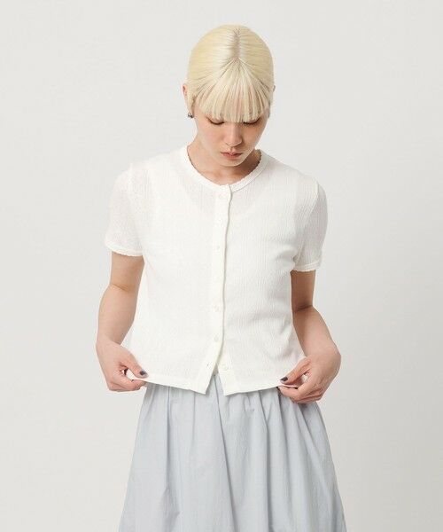 BEAUTY&YOUTH UNITED ARROWS / ビューティー&ユース ユナイテッドアローズ カーディガン・ボレロ | コットン パターンメッシュ ショートスリーブ カーディガン ウォッシャブル | 詳細1