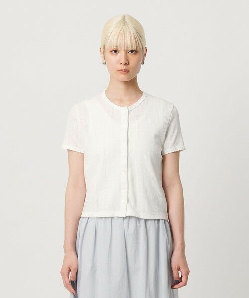 BEAUTY&YOUTH UNITED ARROWS / ビューティー&ユース ユナイテッドアローズ カーディガン・ボレロ | コットン パターンメッシュ ショートスリーブ カーディガン ウォッシャブル | 詳細3