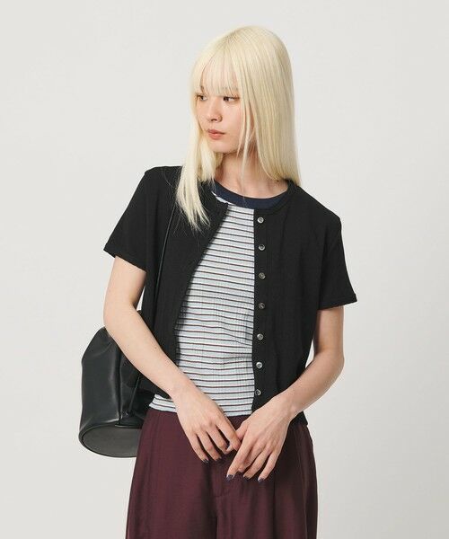 BEAUTY&YOUTH UNITED ARROWS / ビューティー&ユース ユナイテッドアローズ カーディガン・ボレロ | コットン パターンメッシュ ショートスリーブ カーディガン ウォッシャブル | 詳細10