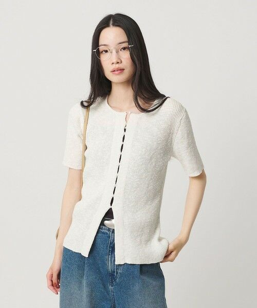 BEAUTY&YOUTH UNITED ARROWS / ビューティー&ユース ユナイテッドアローズ カーディガン・ボレロ | 麻ブレンド スラブ フロントボタン ショートスリーブ カーディガン ウォッシャブル | 詳細1