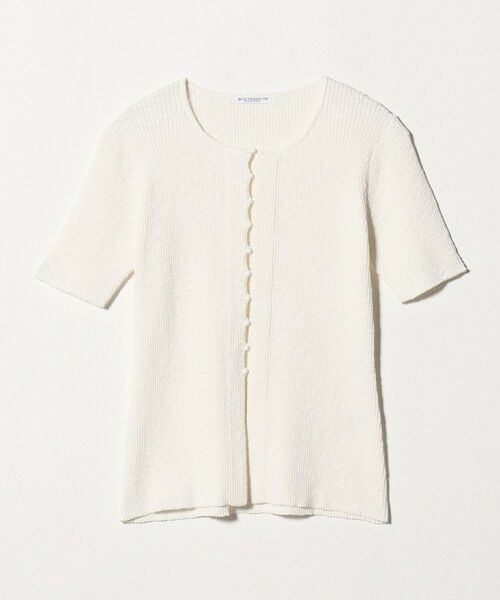 BEAUTY&YOUTH UNITED ARROWS / ビューティー&ユース ユナイテッドアローズ カーディガン・ボレロ | 麻ブレンド スラブ フロントボタン ショートスリーブ カーディガン ウォッシャブル（OFF WHITE）