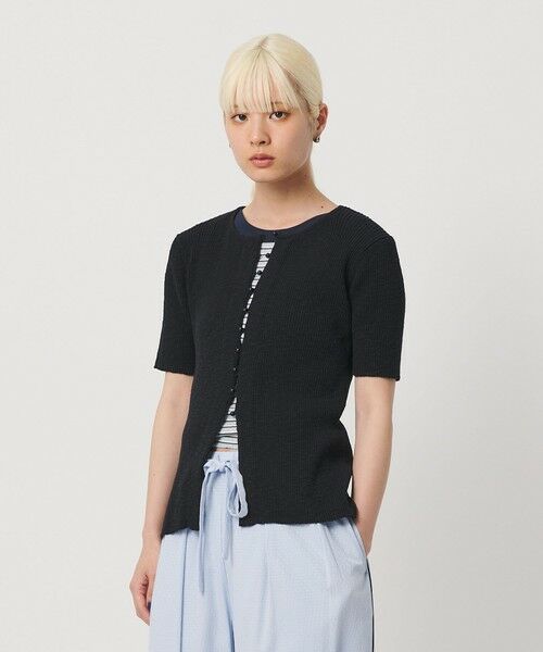 BEAUTY&YOUTH UNITED ARROWS / ビューティー&ユース ユナイテッドアローズ カーディガン・ボレロ | 麻ブレンド スラブ フロントボタン ショートスリーブ カーディガン ウォッシャブル | 詳細7