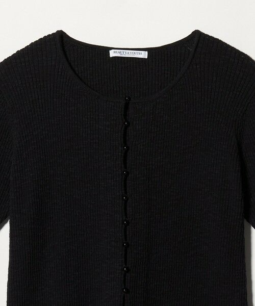BEAUTY&YOUTH UNITED ARROWS / ビューティー&ユース ユナイテッドアローズ カーディガン・ボレロ | 麻ブレンド スラブ フロントボタン ショートスリーブ カーディガン ウォッシャブル | 詳細3