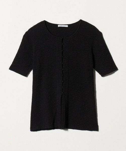 BEAUTY&YOUTH UNITED ARROWS / ビューティー&ユース ユナイテッドアローズ カーディガン・ボレロ | 麻ブレンド スラブ フロントボタン ショートスリーブ カーディガン ウォッシャブル（BLACK）