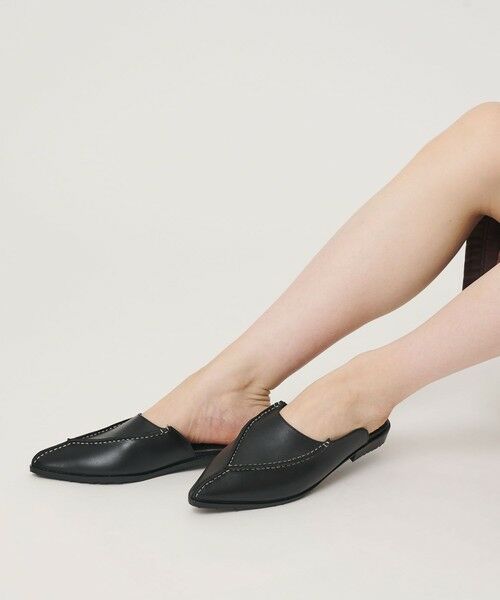 BEAUTY&YOUTH UNITED ARROWS / ビューティー&ユース ユナイテッドアローズ サンダル | ＜THAJA＞レザー ステッチ ポインテッド スライダー サンダル | 詳細1