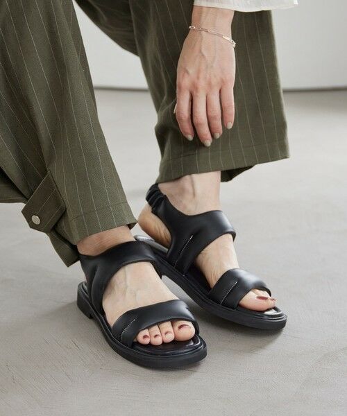 BEAUTY&YOUTH UNITED ARROWS / ビューティー&ユース ユナイテッドアローズ サンダル | プク ステッチ サンダル（BLACK）