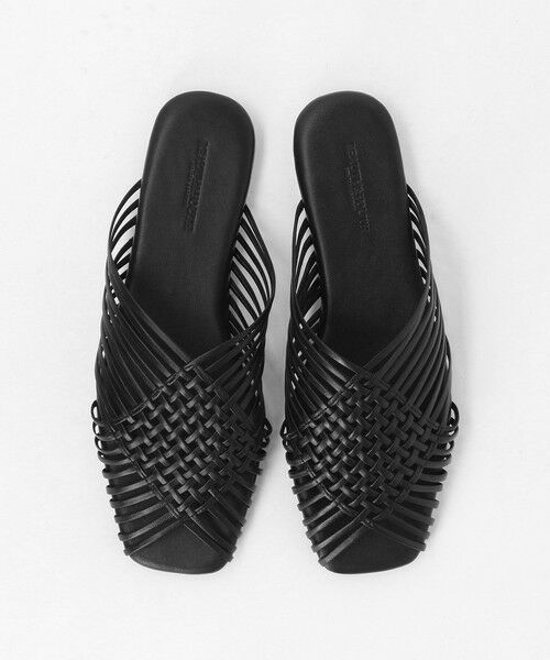 BEAUTY&YOUTH UNITED ARROWS / ビューティー&ユース ユナイテッドアローズ サンダル | レザー ラインメッシュ スクエア スライダーサンダル | 詳細5