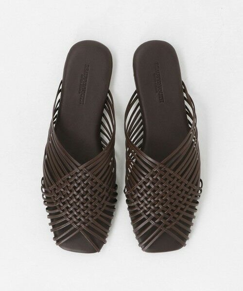 BEAUTY&YOUTH UNITED ARROWS / ビューティー&ユース ユナイテッドアローズ サンダル | レザー ラインメッシュ スクエア スライダーサンダル | 詳細12