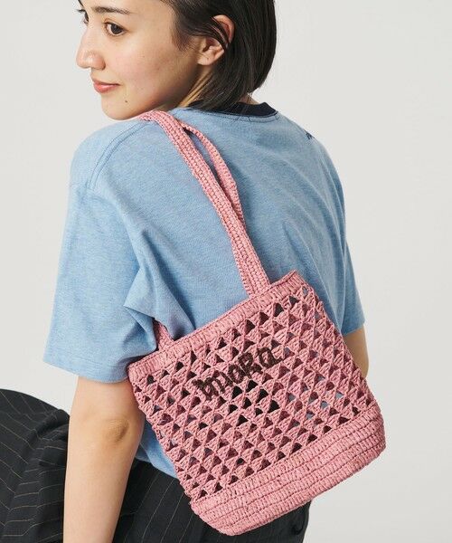 BEAUTY&YOUTH UNITED ARROWS / ビューティー&ユース ユナイテッドアローズ かごバック | 【別注】＜MIORA＞ラフィア ロゴ トートバッグ（PINK）