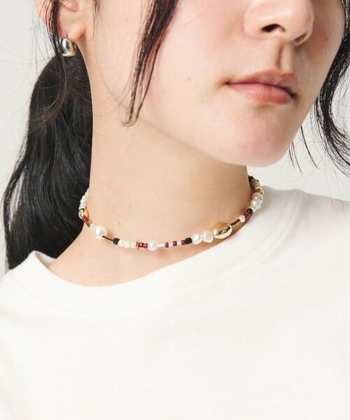 BEAUTY&YOUTH UNITED ARROWS / ビューティー&ユース ユナイテッドアローズ ネックレス・ペンダント・チョーカー | パールモチーフ×ミックスビーズ チョーカー（GOLD）