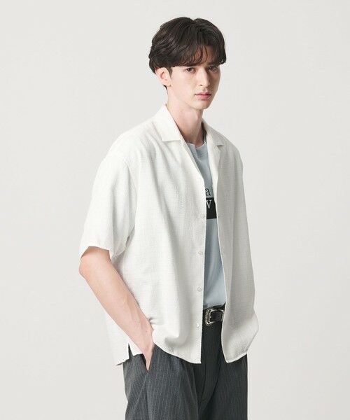 BEAUTY&YOUTH UNITED ARROWS / ビューティー&ユース ユナイテッドアローズ シャツ・ブラウス | ライト ツイードライク オープンカラー シャツ GRANDE TAPERD型（WHITE）