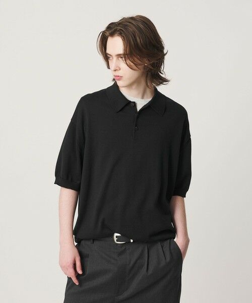 BEAUTY&YOUTH UNITED ARROWS / ビューティー&ユース ユナイテッドアローズ ニット・セーター | HI-LINE グロッシー ギザ 3B ニット ポロシャツ ウォッシャブル | 詳細1