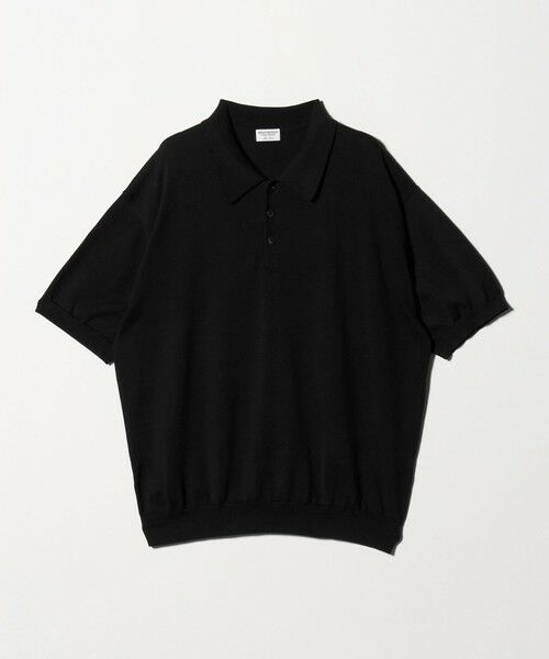 BEAUTY&YOUTH UNITED ARROWS / ビューティー&ユース ユナイテッドアローズ ニット・セーター | HI-LINE グロッシー ギザ 3B ニット ポロシャツ ウォッシャブル（BLACK）