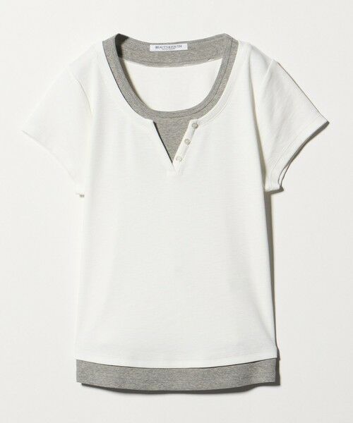 BEAUTY&YOUTH UNITED ARROWS / ビューティー&ユース ユナイテッドアローズ カットソー | ヘンリーネック レイヤード Tシャツ（WHITE）