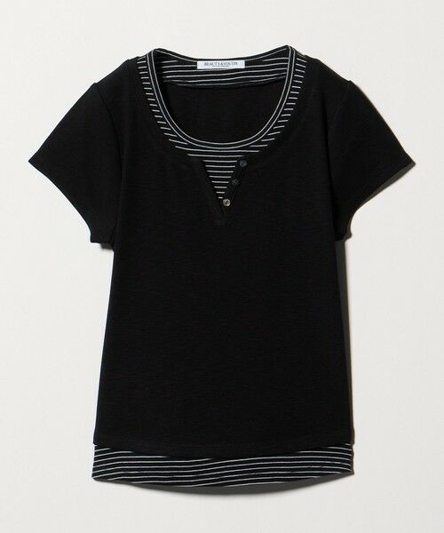 BEAUTY&YOUTH UNITED ARROWS / ビューティー&ユース ユナイテッドアローズ カットソー | ヘンリーネック レイヤード Tシャツ（BLACK）