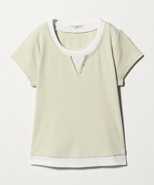 BEAUTY&YOUTH UNITED ARROWS / ビューティー&ユース ユナイテッドアローズ カットソー | ヘンリーネック レイヤード Tシャツ（LIME）