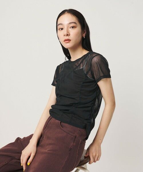 BEAUTY&YOUTH UNITED ARROWS / ビューティー&ユース ユナイテッドアローズ カットソー | シャーリング メッシュ Tシャツ | 詳細1