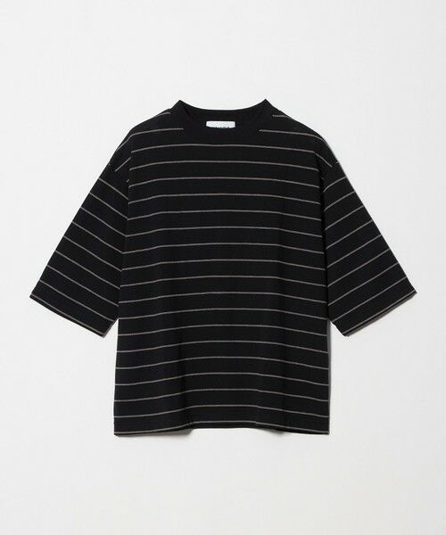 BEAUTY&YOUTH UNITED ARROWS / ビューティー&ユース ユナイテッドアローズ Tシャツ | コットンポリエステル ボーダー ハーフスリーブTシャツ（BLACK）