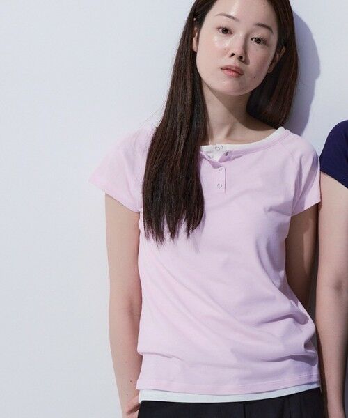 BEAUTY&YOUTH UNITED ARROWS / ビューティー&ユース ユナイテッドアローズ カットソー | ポリエステルコットン ヘンリーネックTシャツ（LT.PINK）