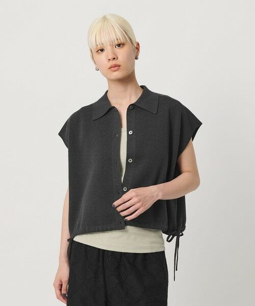 BEAUTY&YOUTH UNITED ARROWS / ビューティー&ユース ユナイテッドアローズ ニット・セーター | ヘムドローストリング シャツカーディガン ウォッシャブル（DK.GRAY）