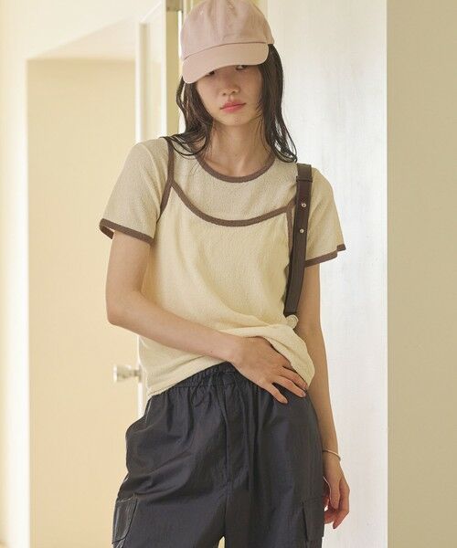 BEAUTY&YOUTH UNITED ARROWS / ビューティー&ユース ユナイテッドアローズ ニット・セーター | 【WEB限定】キャミソール＆ショートスリーブ ループニットプルオーバー ウォッシャブル（OFF WHITE）