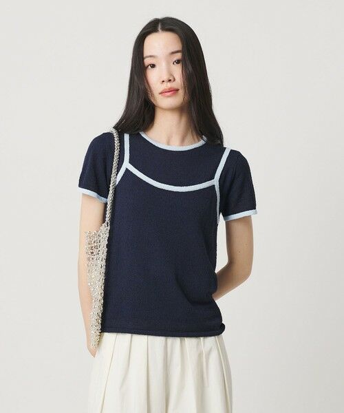 BEAUTY&YOUTH UNITED ARROWS / ビューティー&ユース ユナイテッドアローズ ニット・セーター | 【WEB限定】キャミソール＆ショートスリーブ ループニットプルオーバー ウォッシャブル（NAVY）