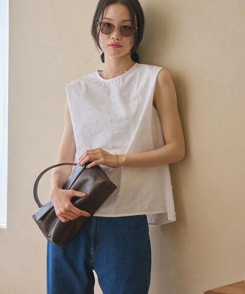 BEAUTY&YOUTH UNITED ARROWS / ビューティー&ユース ユナイテッドアローズ シャツ・ブラウス | ドット ジャガード ノースリーブブラウス ウォッシャブル | 詳細1
