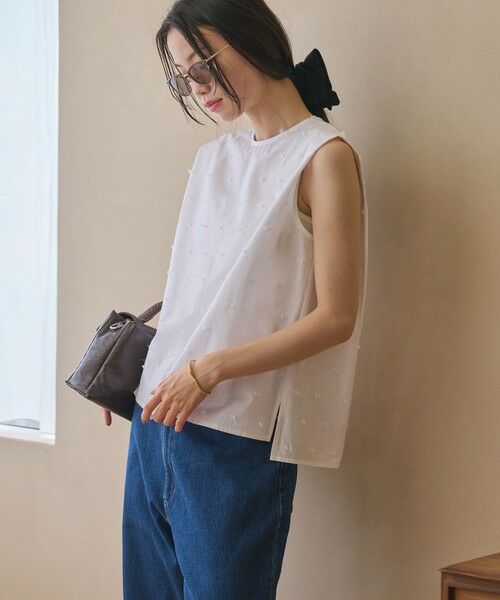 BEAUTY&YOUTH UNITED ARROWS / ビューティー&ユース ユナイテッドアローズ シャツ・ブラウス | ドット ジャガード ノースリーブブラウス ウォッシャブル | 詳細3