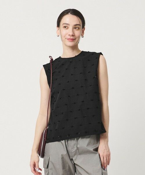 BEAUTY&YOUTH UNITED ARROWS / ビューティー&ユース ユナイテッドアローズ シャツ・ブラウス | ドット ジャガード ノースリーブブラウス ウォッシャブル（BLACK）