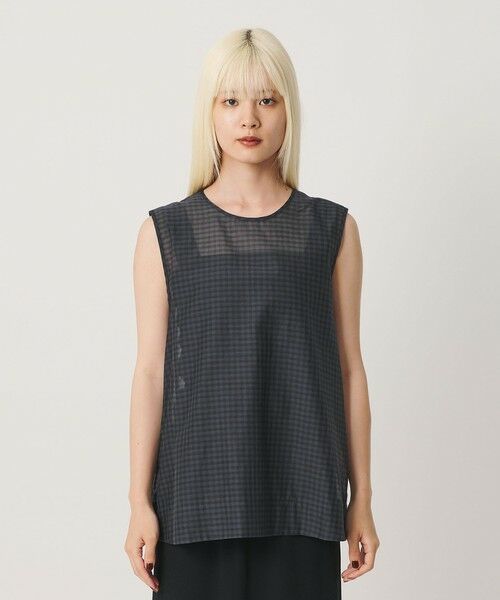 BEAUTY&YOUTH UNITED ARROWS / ビューティー&ユース ユナイテッドアローズ シャツ・ブラウス | コットンシルク シアーチェック ノースリーブ ブラウス | 詳細4