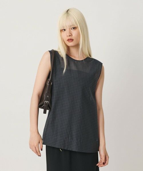 BEAUTY&YOUTH UNITED ARROWS / ビューティー&ユース ユナイテッドアローズ シャツ・ブラウス | コットンシルク シアーチェック ノースリーブ ブラウス | 詳細1