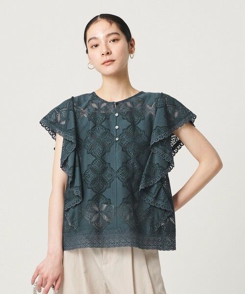 BEAUTY&YOUTH UNITED ARROWS / ビューティー&ユース ユナイテッドアローズ シャツ・ブラウス | 【WEB限定 Wardrobe DAILY MINIMAL】レース 2WAYブラウス ウォッシャブル（NAVY）