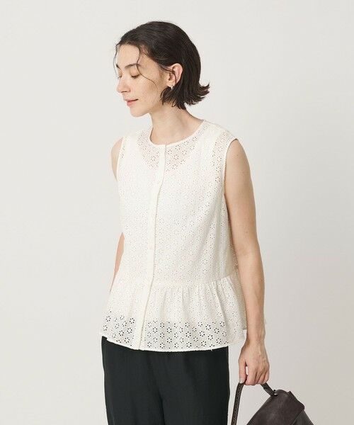 BEAUTY&YOUTH UNITED ARROWS / ビューティー&ユース ユナイテッドアローズ シャツ・ブラウス | エンブロイダリー ペプラム ノースリーブ チュニック ウォッシャブル | 詳細1