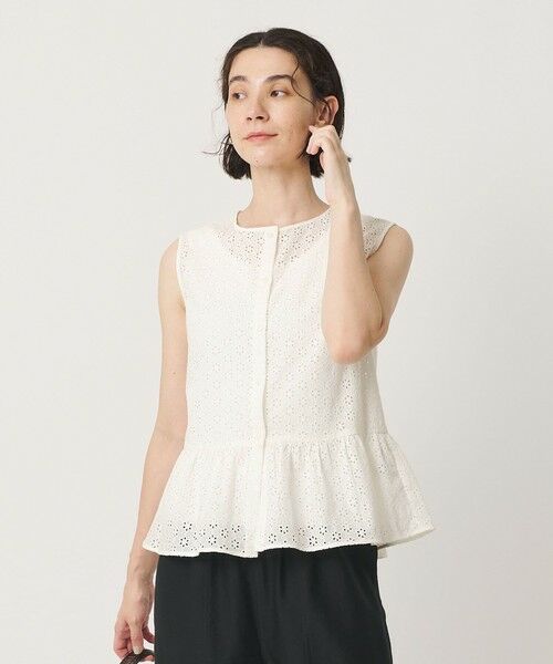 BEAUTY&YOUTH UNITED ARROWS / ビューティー&ユース ユナイテッドアローズ シャツ・ブラウス | エンブロイダリー ペプラム ノースリーブ チュニック ウォッシャブル | 詳細2