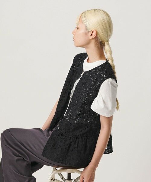 BEAUTY&YOUTH UNITED ARROWS / ビューティー&ユース ユナイテッドアローズ シャツ・ブラウス | エンブロイダリー ペプラム ノースリーブ チュニック ウォッシャブル | 詳細8