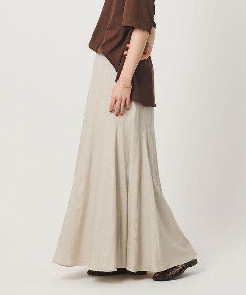 BEAUTY&YOUTH UNITED ARROWS / ビューティー&ユース ユナイテッドアローズ ロング・マキシ丈スカート | 【WEB限定】麻ブレンド フレアロングスカート ウォッシャブル(BEIGE)