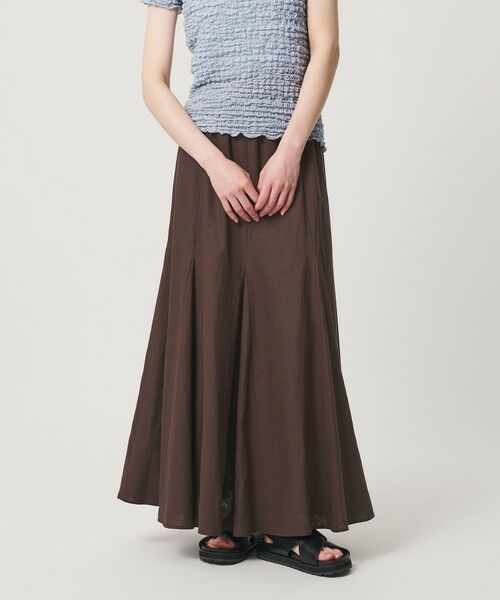 BEAUTY&YOUTH UNITED ARROWS / ビューティー&ユース ユナイテッドアローズ ロング・マキシ丈スカート | 【WEB限定】麻ブレンド フレアロングスカート ウォッシャブル(DK.BROWN)